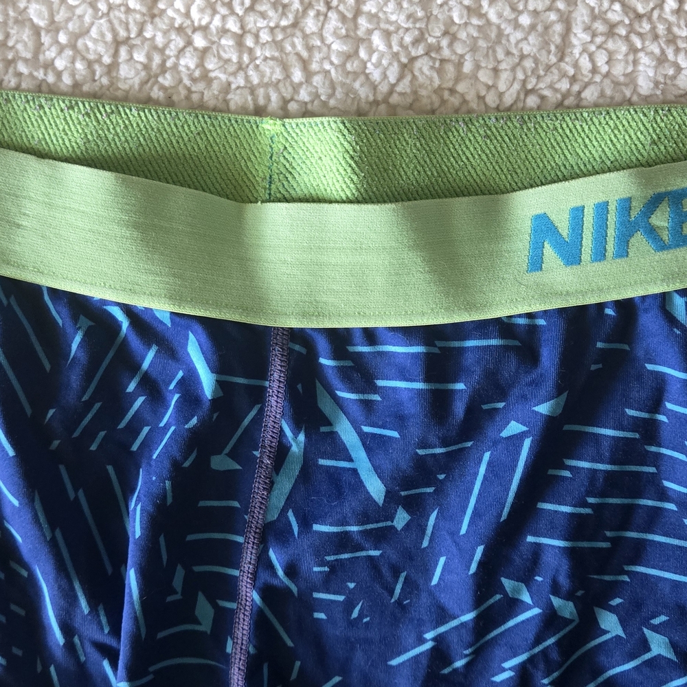 Nike Blue and Green Nike Pros Compression Shorts Girls XL =Adult Extra Small - Picture 2 of 3